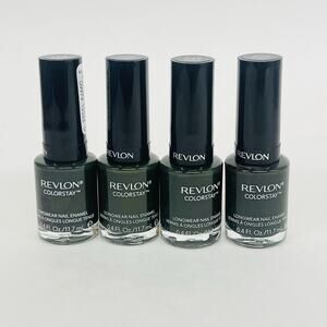 Lot‎ Of 4 Revlon Colorstay Nail Enamel #225 Jungle 0.4 Fl Oz Dark Green Nature